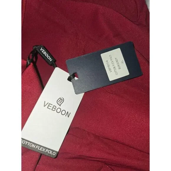 NWT VEBOON Polo Shirt Mens Size M Red Athletic Dynamic Flex Stretch - Picture 8 of 8
